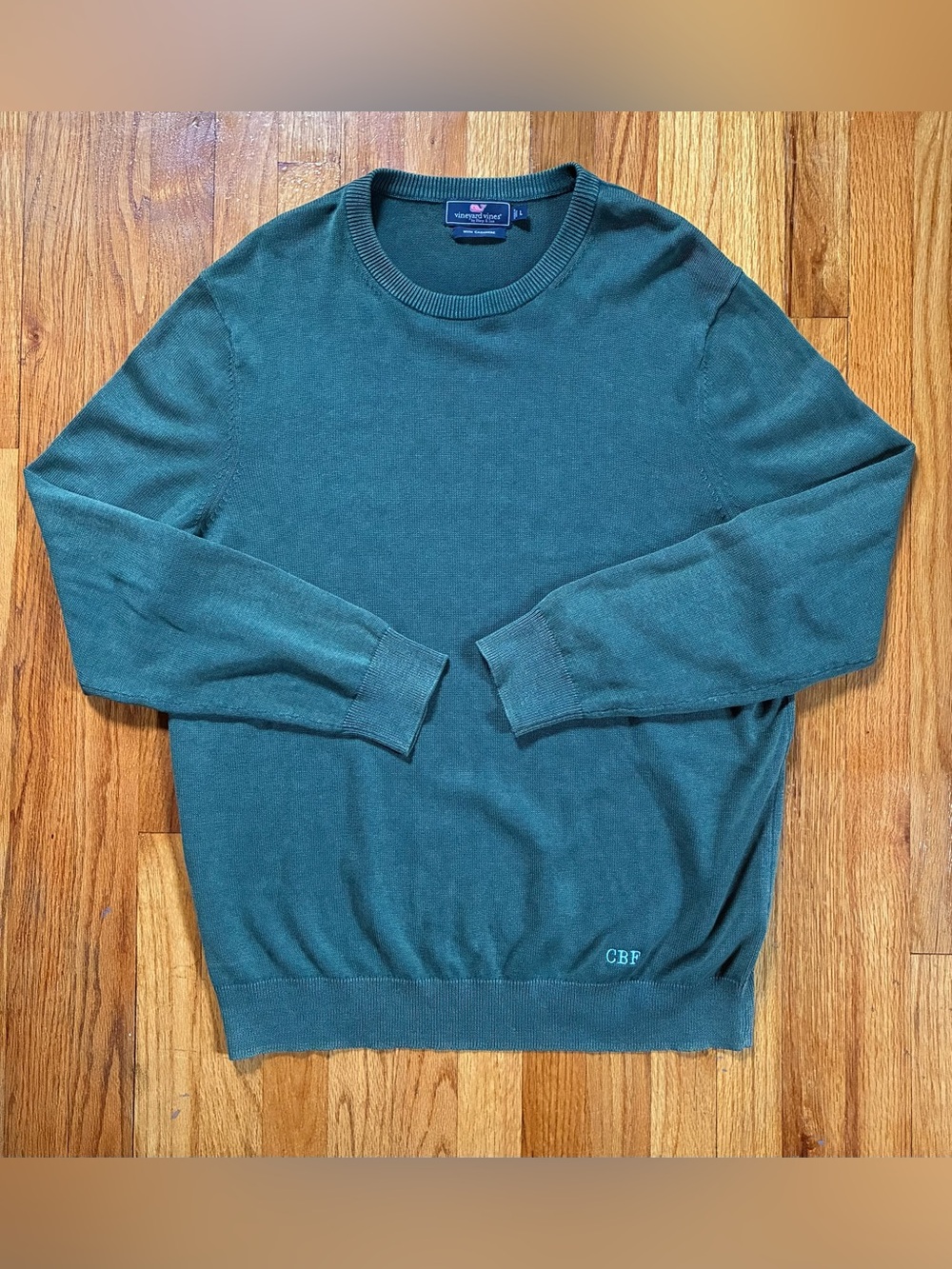 Vineyard Vines Green Cotton Cashmere Crew Neck Pullover Preppy Sweater Men’s L